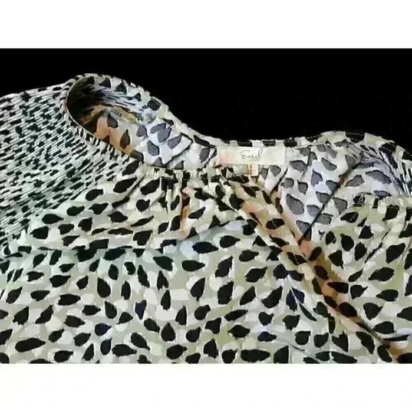 Anthropologie EASEL Animal Print GREEN/BLACK/WHITE Long Sleeve SEE MEASUREMENTS - Picture 14 of 14